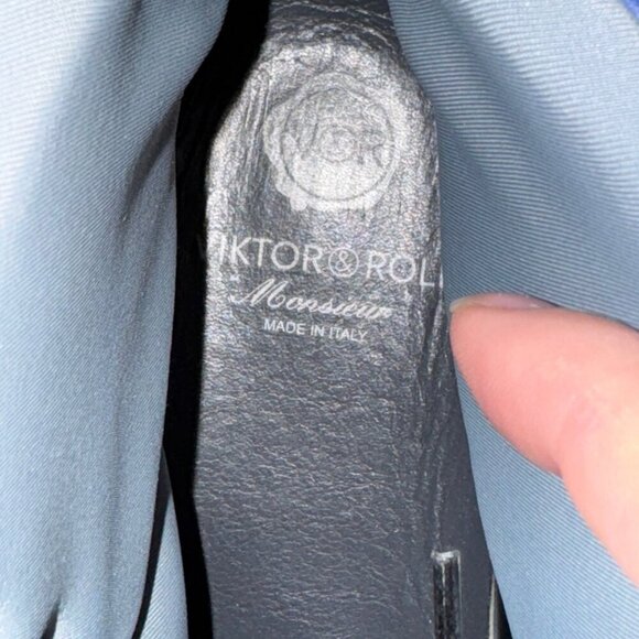 Viktor & Rolf blue and black high top leather sneakers.